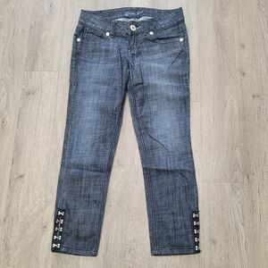Guess Dark Blue Denim Jeans Cropped Silver Buckles Ankle Size: 27